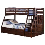 ACME Jason Twin/Full Bunk Bed w/Storage Ladder & Trundle, Espresso