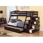 ACME Jason Twin/Full Bunk Bed w/Storage Ladder & Trundle, Espresso