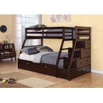 ACME Jason Twin/Full Bunk Bed w/Storage Ladder & Trundle, Espresso