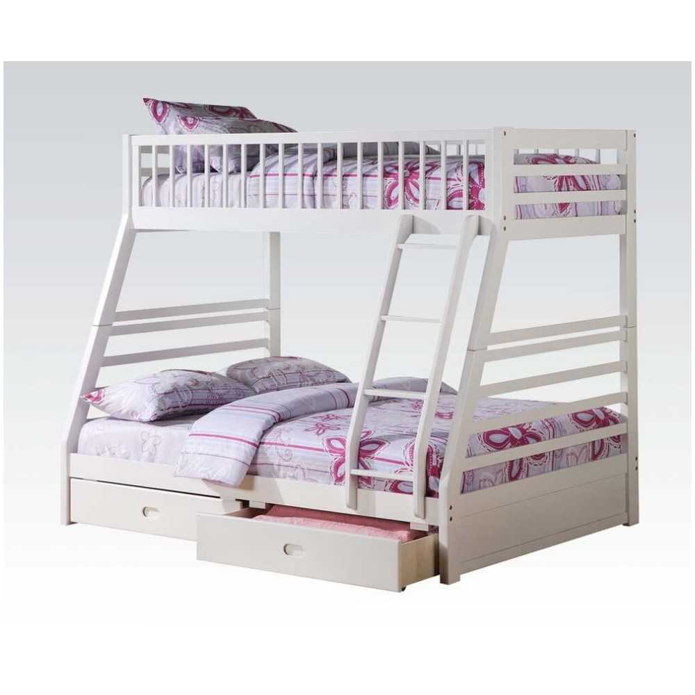 ACME Jason Twin/Full Bunk Bed & Drawers, White