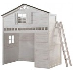 ACME Tree House Loft Bed (Twin Size), Weathered White & Washed Gray