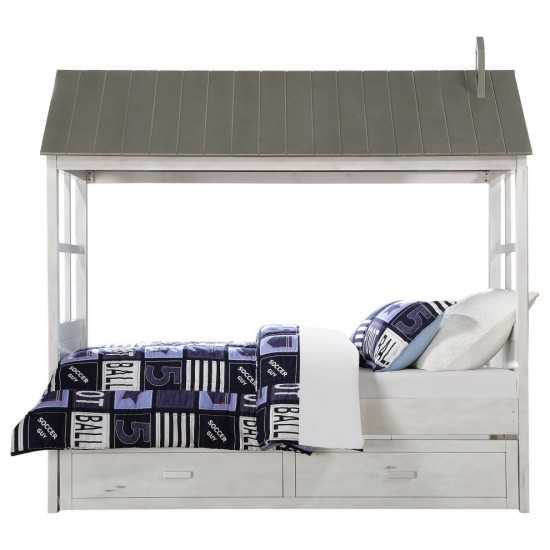 ACME Tree House II Twin Bed, Weathered White & Washed Gray