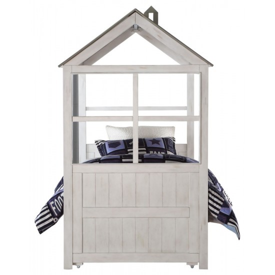 ACME Tree House II Twin Bed, Weathered White & Washed Gray