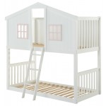 ACME Rohan Cottage Bunk Bed (Twin/Twin), White & Pink