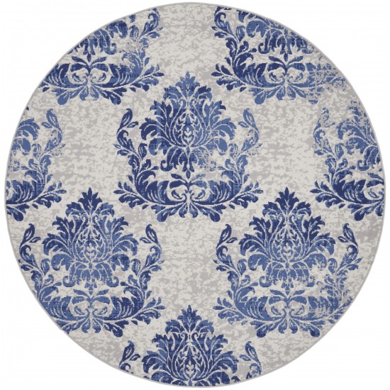 Nourison Whimsicle WHS11 Area Rug, Ivory/Navy, 8' x Round