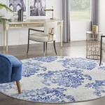 Nourison Whimsicle WHS11 Area Rug, Ivory/Navy, 8' x Round