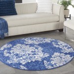 Nourison Whimsicle WHS11 Area Rug, Navy/Ivory, 5' x Round