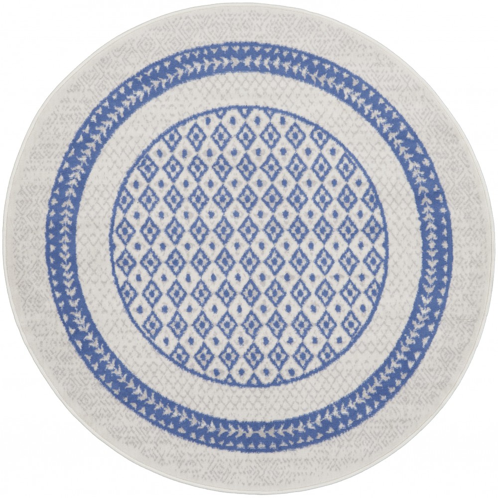 Nourison Whimsicle WHS13 Area Rug, Ivory/Blue, 5' x Round