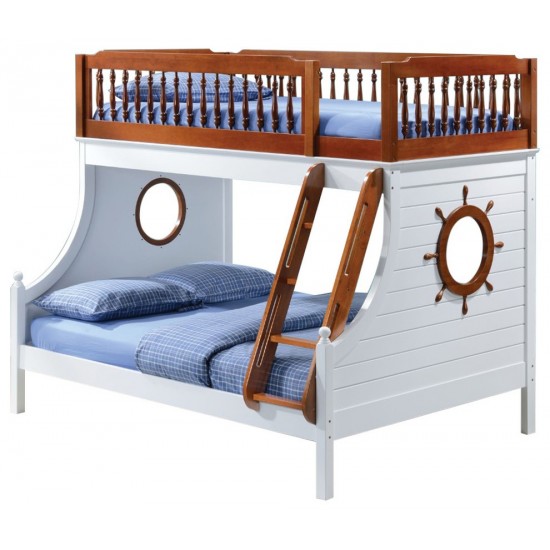 ACME Farah Twin/Full Bunk Bed, Oak & White