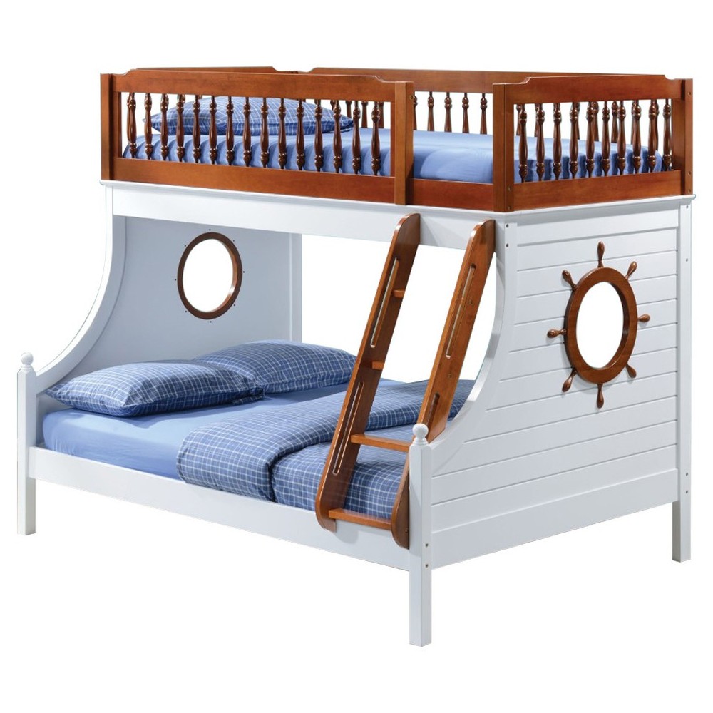 ACME Farah Twin/Full Bunk Bed, Oak & White