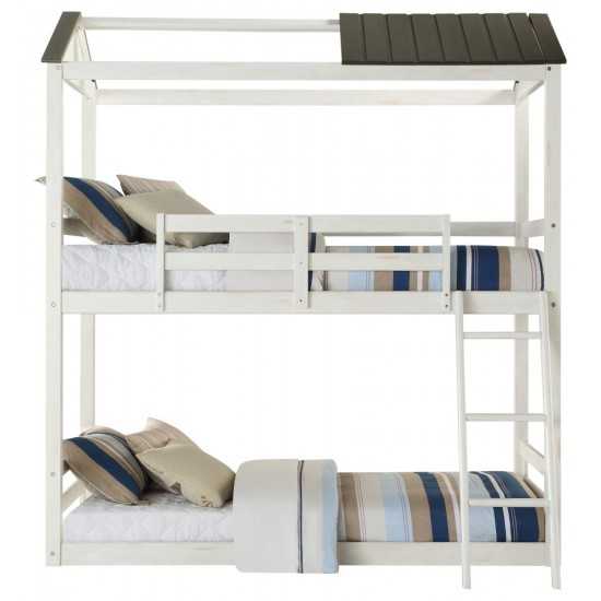 ACME Nadine Cottage Bunk Bed (Twin/Twin), Weathered White & Washed Gray