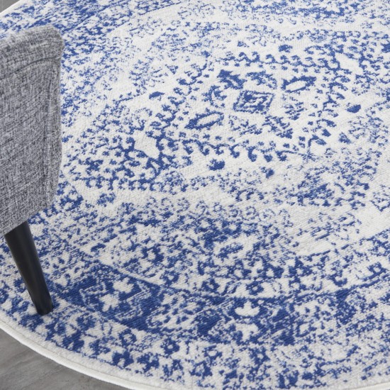 Nourison Whimsicle WHS15 Area Rug, Ivory/Navy, 5' x Round