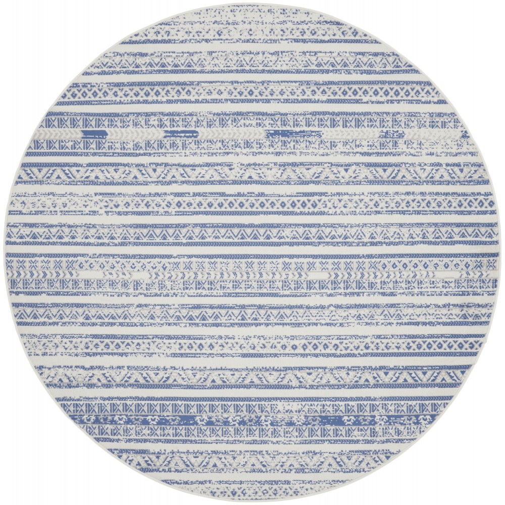 Nourison Whimsicle WHS16 Area Rug, Ivory/Blue, 5' x Round