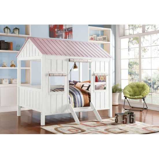 ACME Spring Cottage Full Bed, White & Pink