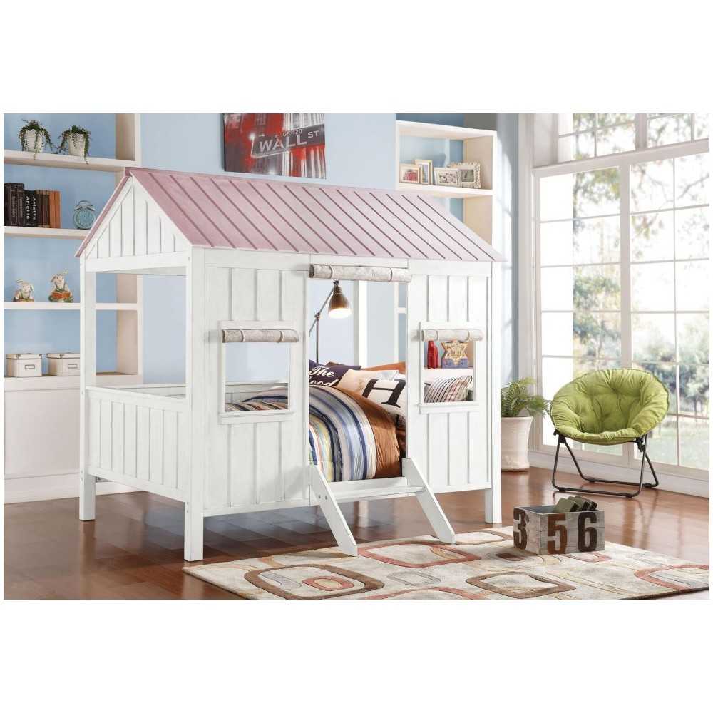 ACME Spring Cottage Full Bed, White & Pink