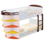 ACME Neptune Twin/Twin Bunk Bed w/Storage Shelves, White & Chocolate