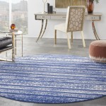 Nourison Whimsicle WHS16 Area Rug, Navy/Ivory, 8' x Round