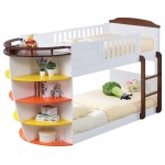 ACME Neptune Twin/Twin Bunk Bed w/Storage Shelves, White & Chocolate