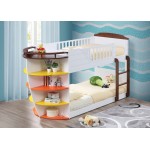 ACME Neptune Twin/Twin Bunk Bed w/Storage Shelves, White & Chocolate