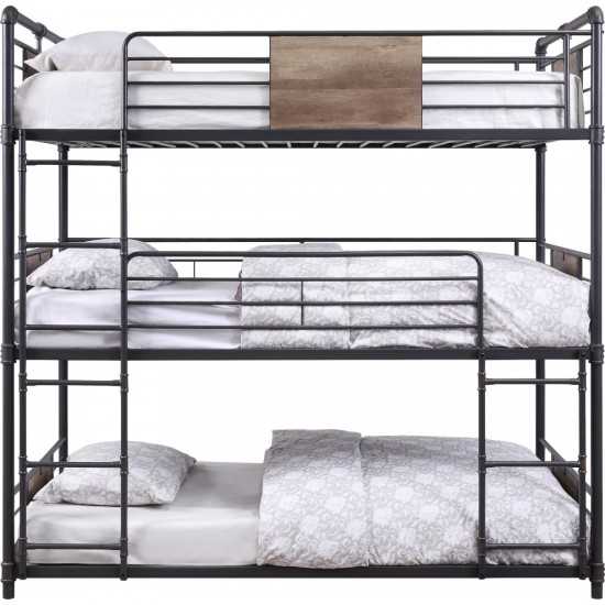 ACME Brantley Triple Bunk Bed - Twin, Sandy Black & Dark Bronze Hand-Brushed