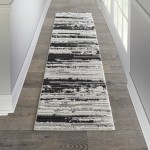 Nourison Zermatt ZER02 Runner Rug, Ivory/Charcoal, 2'2" x 7'6"