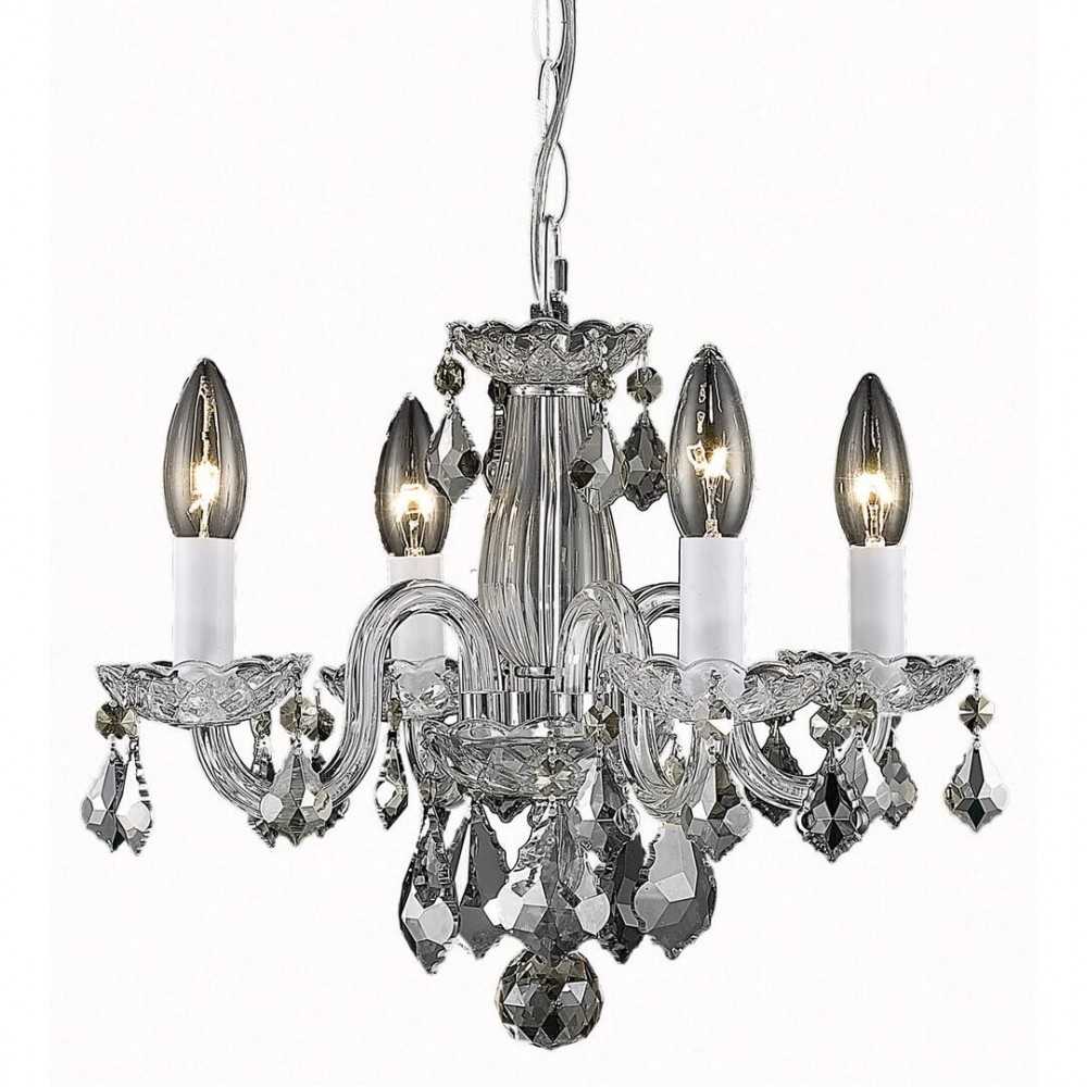 Elegant Lighting Rococo 4 Light Chrome Pendant Clear Royal Cut Crystal