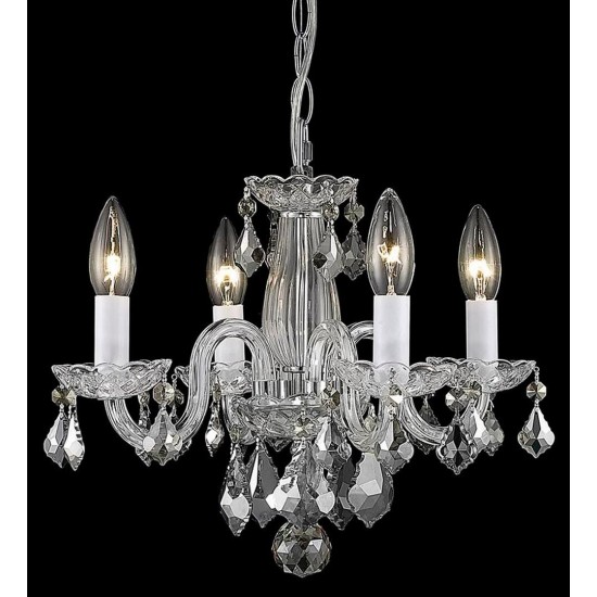 Elegant Lighting Rococo 4 Light Chrome Pendant Clear Royal Cut Crystal