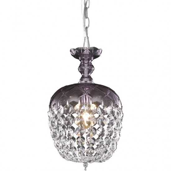 Elegant Lighting Rococo 1 Light Purple Pendant Clear Royal Cut Crystal