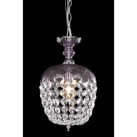 Elegant Lighting Rococo 1 Light Purple Pendant Clear Royal Cut Crystal