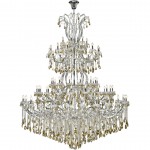 Elegant Lighting Maria 84 Light Chrome Chandelier With Golden Teak Tear Drop Crystals Golden Teak (Smoky) Royal Cut Crystal