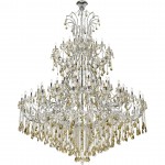 Elegant Lighting Maria 84 Light Chrome Chandelier With Golden Teak Tear Drop Crystals Golden Teak (Smoky) Royal Cut Crystal