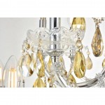 Elegant Lighting Maria 84 Light Chrome Chandelier With Golden Teak Tear Drop Crystals Golden Teak (Smoky) Royal Cut Crystal