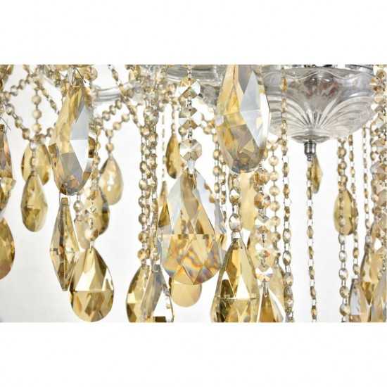 Elegant Lighting Maria 84 Light Chrome Chandelier With Golden Teak Tear Drop Crystals Golden Teak (Smoky) Royal Cut Crystal