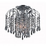 Elegant Lighting Falls 3 Light Chrome Flush Mount Clear Elegant Cut Crystal