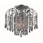 Elegant Lighting Falls 3 Light Chrome Flush Mount Clear Elegant Cut Crystal