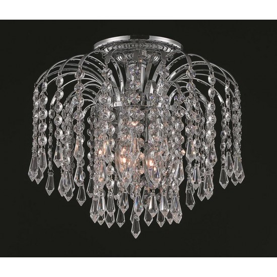 Elegant Lighting Falls 3 Light Chrome Flush Mount Clear Elegant Cut Crystal