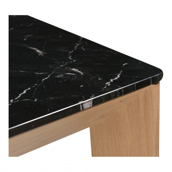 Angle Marble Dining Table Black Rectangular Small