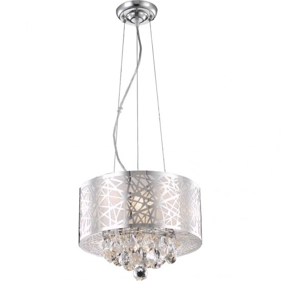 Elegant Lighting Prism 3 Light Chrome Pendant Clear Royal Cut Crystal