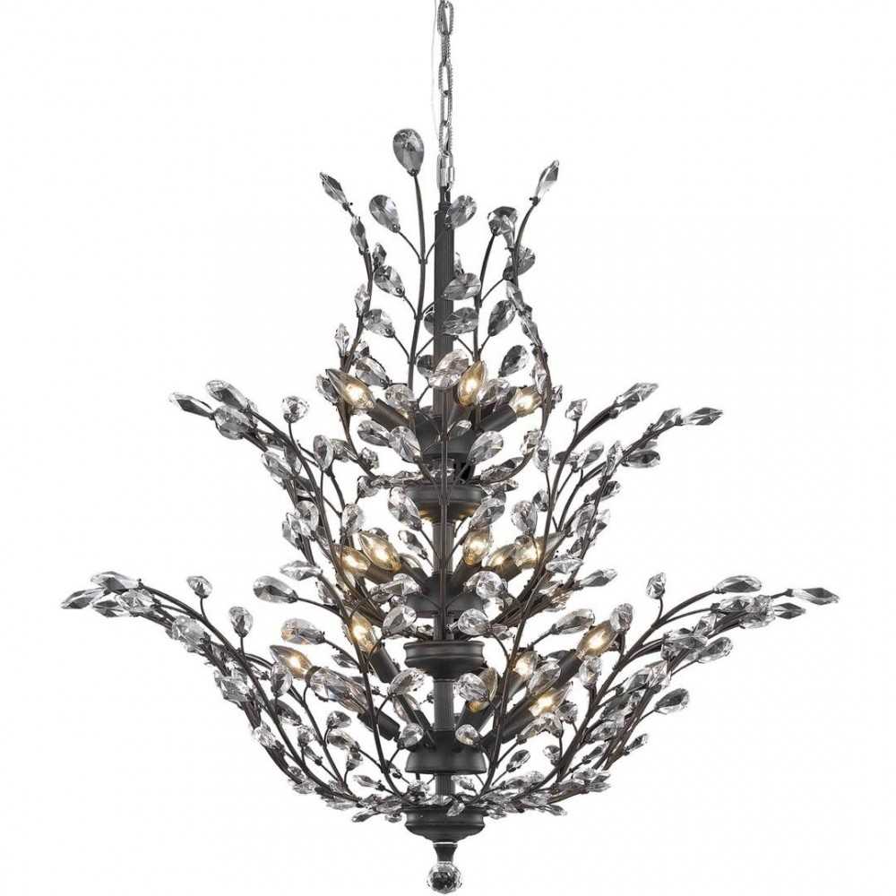 Elegant Lighting Orchid 18 Light Dark Bronze Chandelier Clear Elegant Cut Crystal