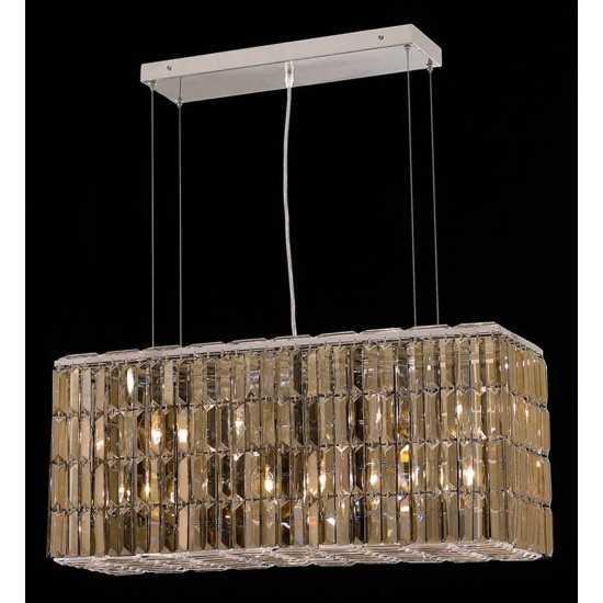 Elegant Lighting Maxime 8 Light Chrome Chandelier Golden Teak (Smoky) Royal Cut Crystal