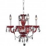 Elegant Lighting Princeton 4 Light Red Pendant Bordeaux (Red) Royal Cut Crystal