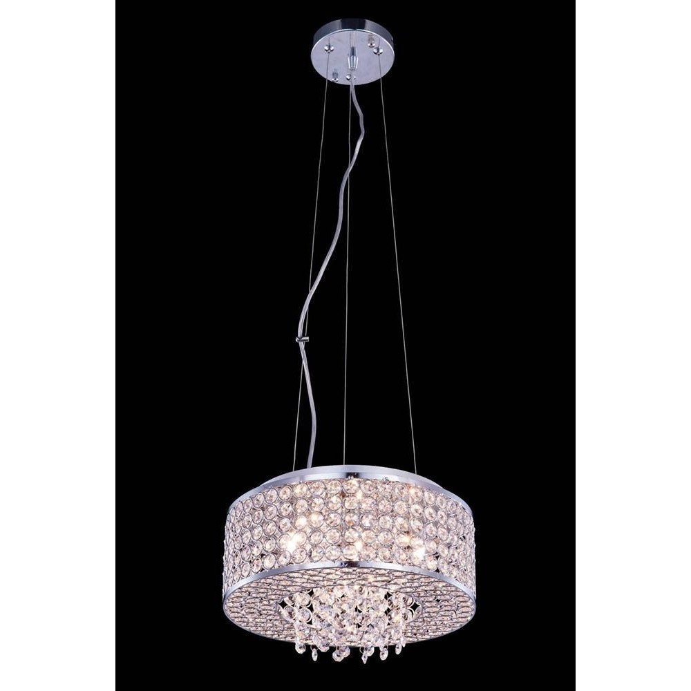 Elegant Lighting Amelie 4 Light Chrome Pendant Clear Royal Cut Crystal