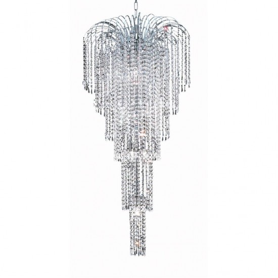 Elegant Lighting Falls 9 Light Chrome Chandelier Clear Swarovski Elements Crystal