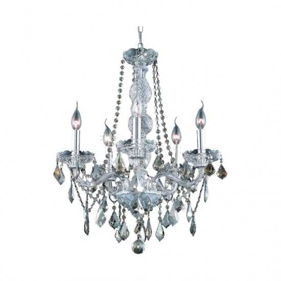 Elegant Lighting Verona 5 Light Chrome Chandelier Golden Teak (Smoky) Swarovski Elements Crystal