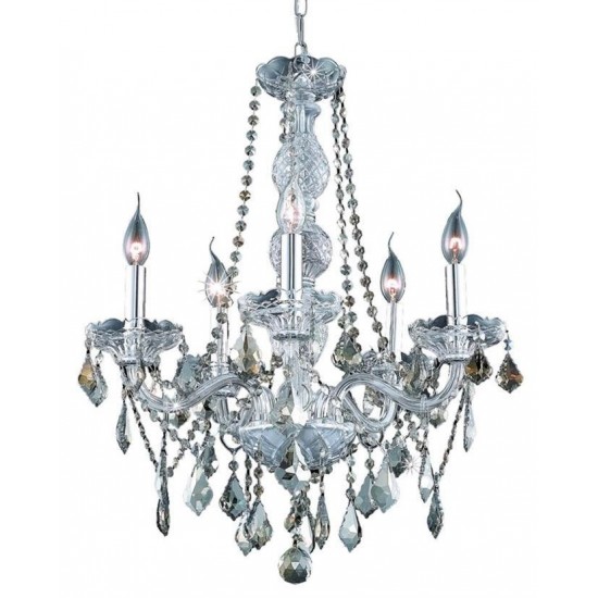 Elegant Lighting Verona 5 Light Chrome Chandelier Golden Teak (Smoky) Swarovski Elements Crystal