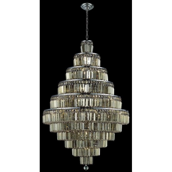 Elegant Lighting Maxime 30 Light Chrome Chandelier Golden Teak (Smoky) Royal Cut Crystal