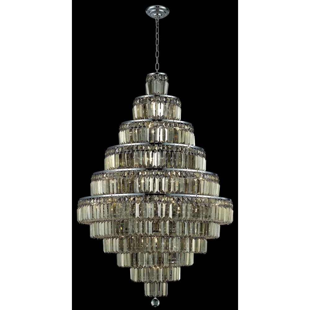 Elegant Lighting Maxime 30 Light Chrome Chandelier Golden Teak (Smoky) Royal Cut Crystal