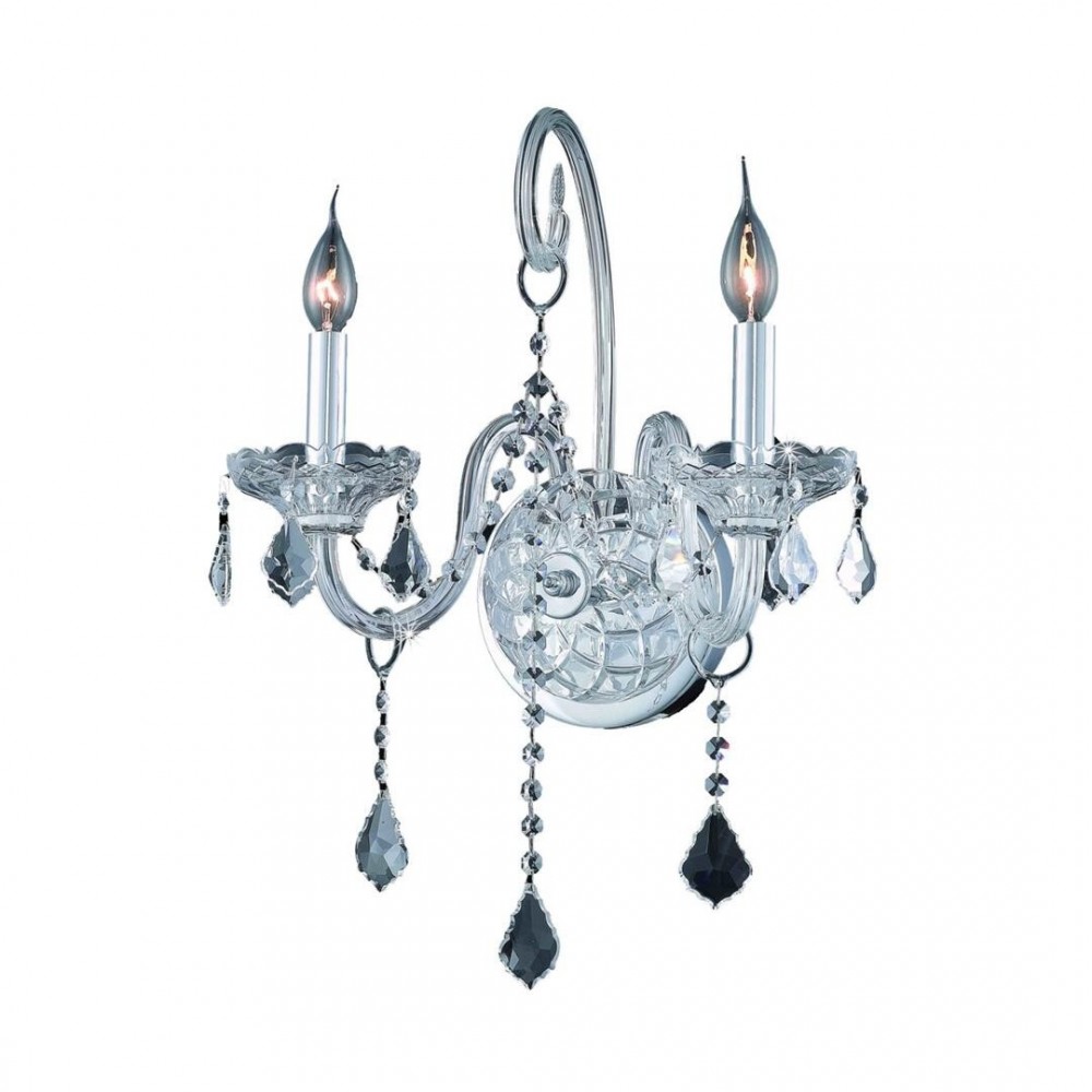 Elegant Lighting Verona 2 Light Chrome Wall Sconce Clear Royal Cut Crystal