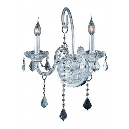 Elegant Lighting Verona 2 Light Chrome Wall Sconce Clear Royal Cut Crystal