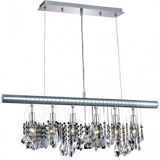 Elegant Lighting Chorus Line 6 Light Chrome Chandelier Clear Royal Cut Crystal